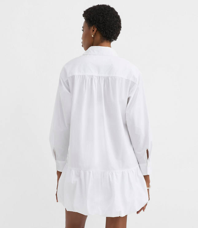 Petite Poplin Bubble Hem Mini Pocket Shirtdress