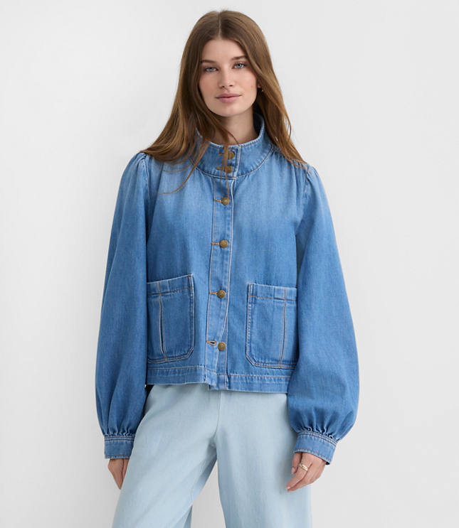 Petite Denim Swing Jacket in Luxe Indigo Wash