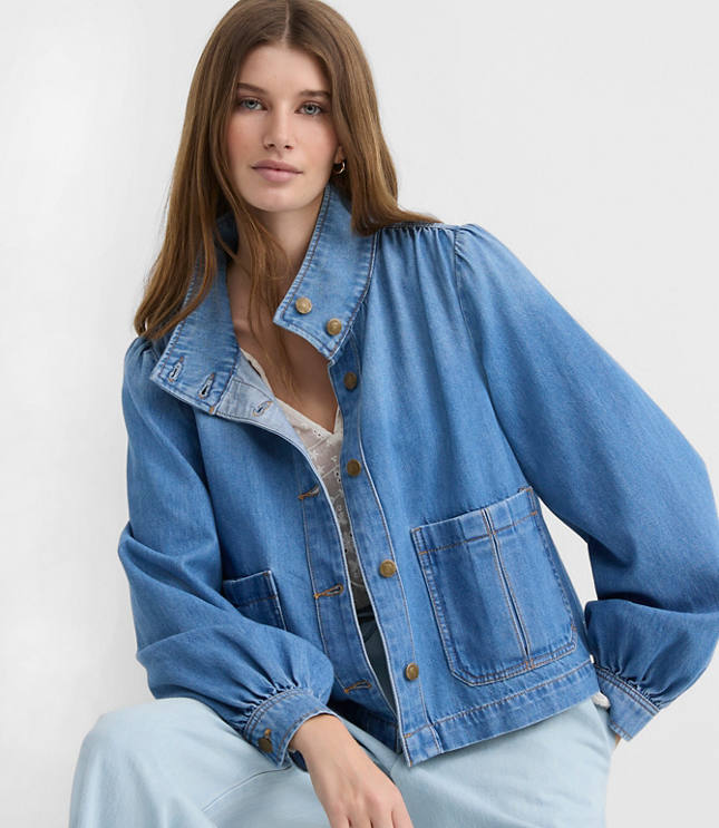 Petite Denim Swing Jacket in Luxe Indigo Wash