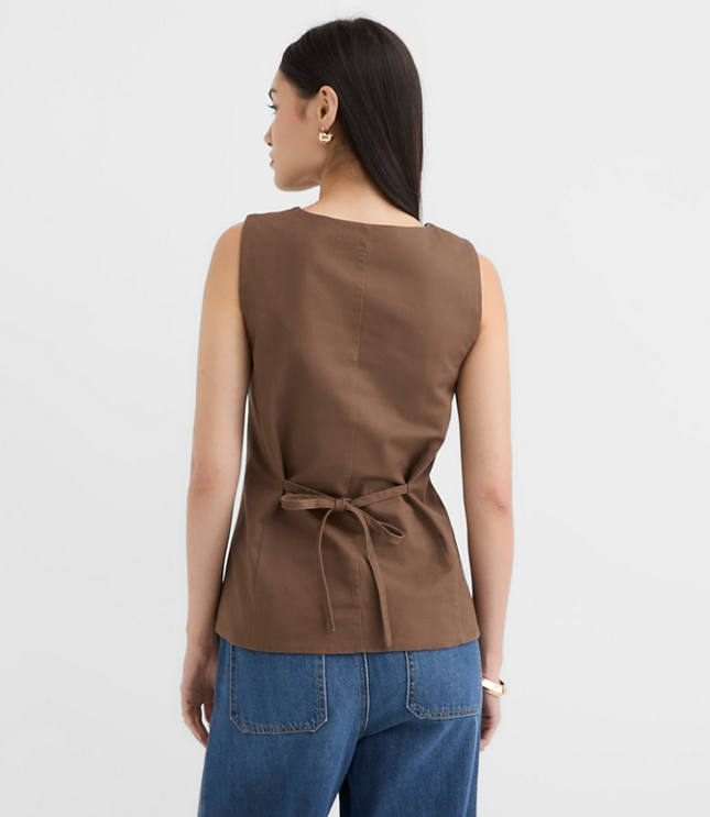 Petite Twill Tie Back Vest Top