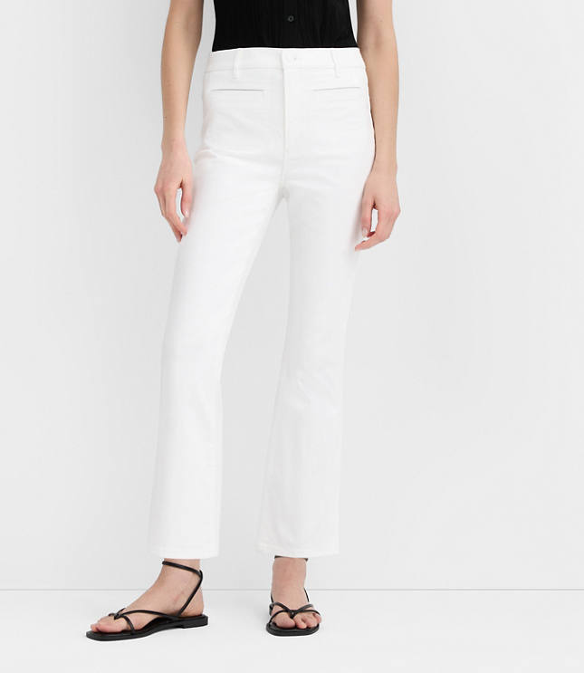 Rivete Petite Curvy Welt Pocket High Rise Kick Crop Jeans in White