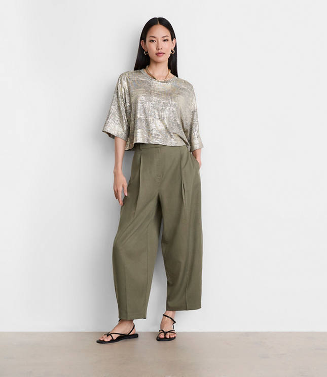 LOFT Versa Metallic Cropped Relaxed Tee