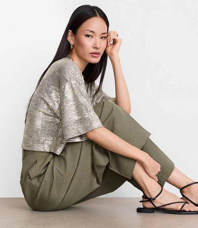 LOFT Versa Metallic Cropped Relaxed Tee