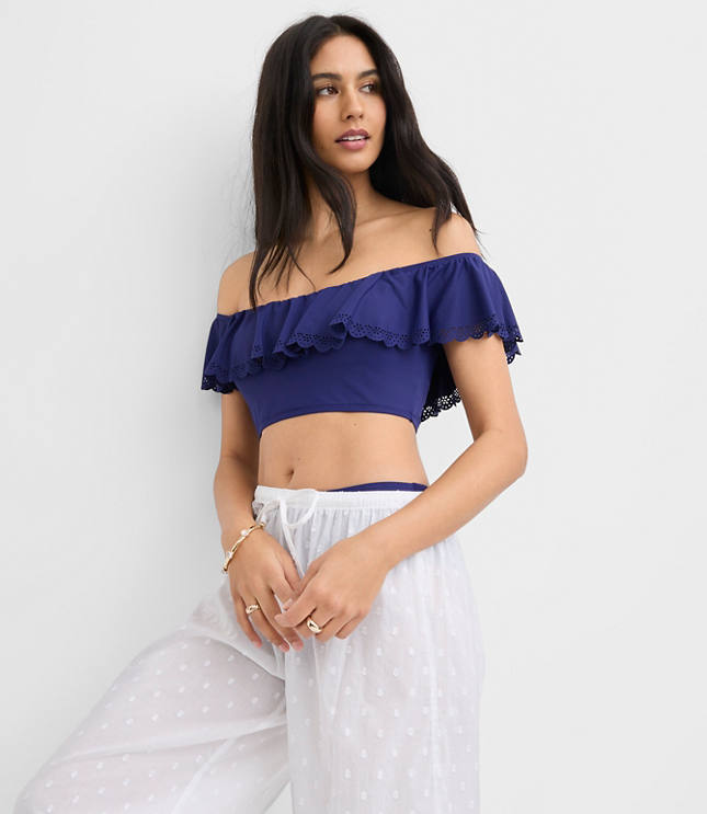 LOFT Beach Eyelet Ruffle Bikini Top