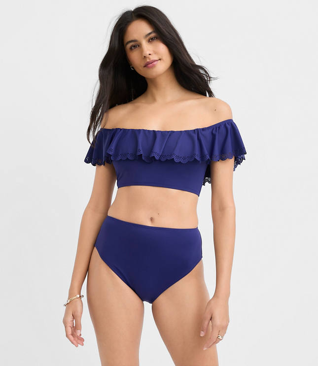 LOFT Beach Eyelet Ruffle Bikini Top