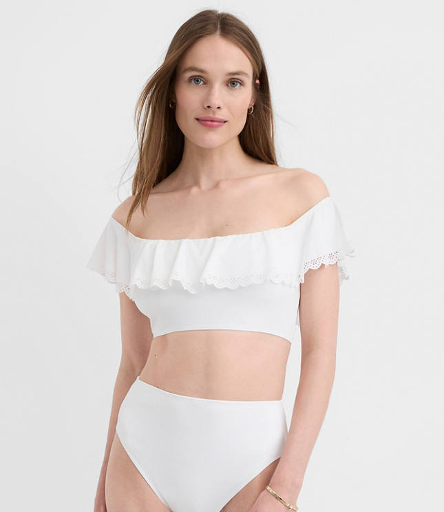 LOFT Beach Eyelet Ruffle Bikini Top