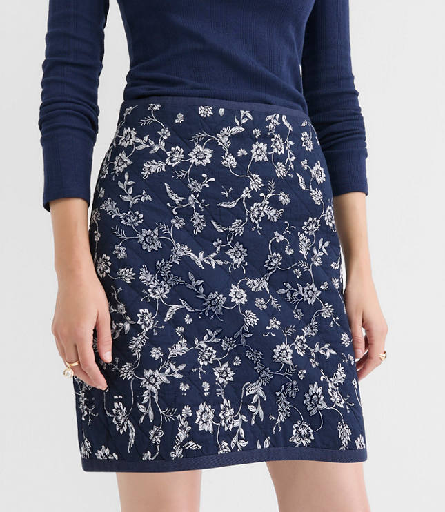 Petite Floral Quilted Mini Skirt