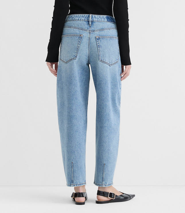 Rivete Tall Curvy Mid Rise Barrel Jeans in Aura Wash