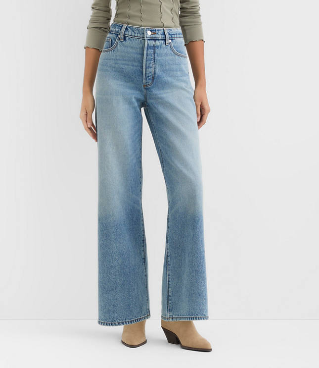 Rivete Tall Curvy High Rise Wide Leg Jeans in Light Wash