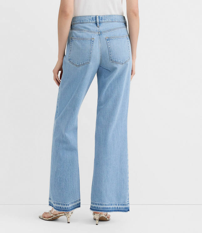 Rivete Tall Unpicked Mid Rise Wide Leg Jeans Vintage Light Wash