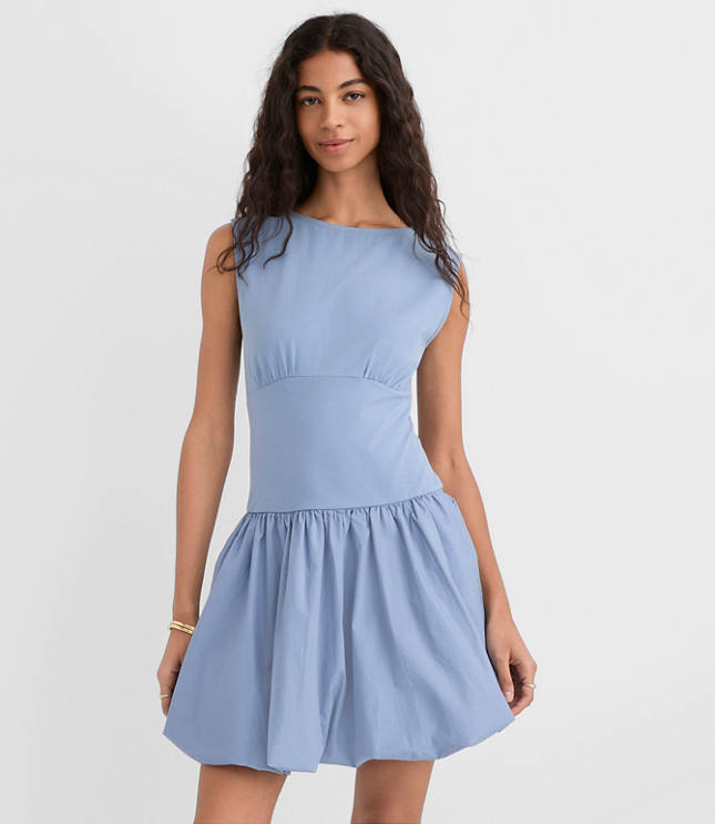 Petite Mixed Media Bubble Dress