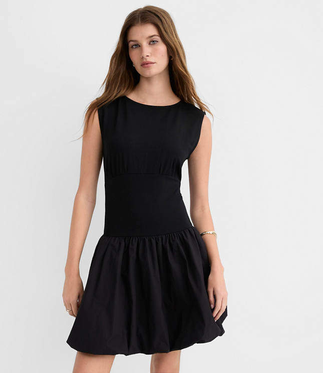 Petite Mixed Media Bubble Dress