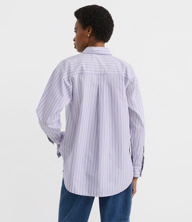 Petite Striped Poplin Everyday Oversized Pocket Shirt