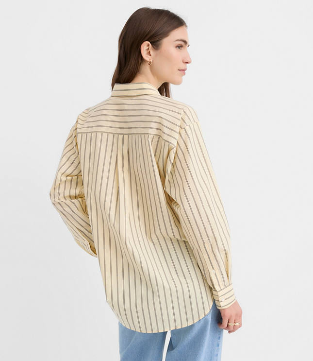 Petite Striped Poplin Everyday Oversized Pocket Shirt