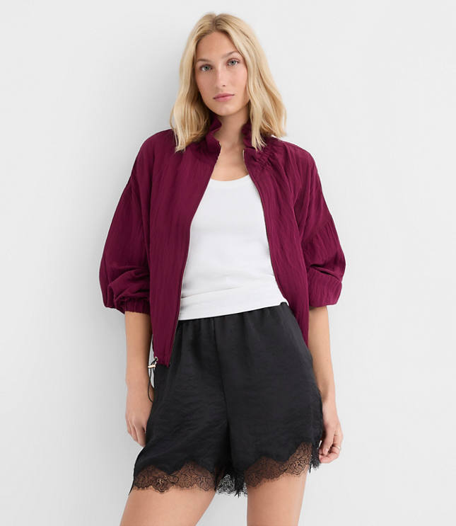 Lace Trim Satin Shorts