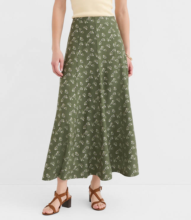 Floral Gored Midi Skirt