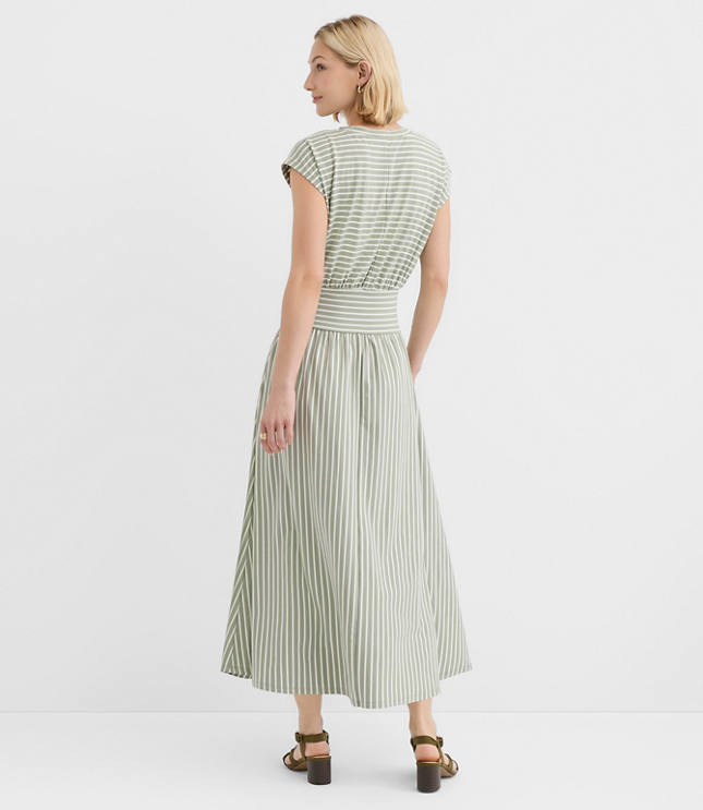 Striped Cap Sleeve Maxi Pocket Dress