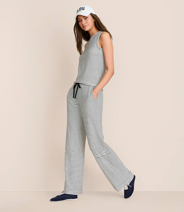 Petite Stripe Textured Wide Leg Pants