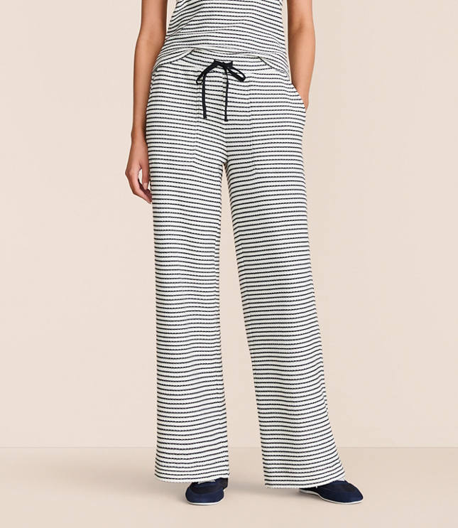 Petite Stripe Textured Wide Leg Pants