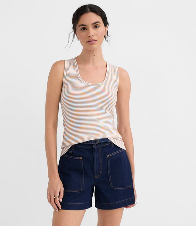 Stripe Perfect Ribbed Scoop Neck Tank Top