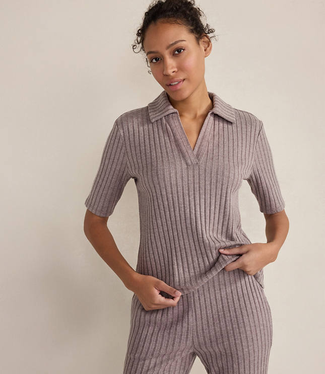 Haven Well Within Wide Rib Knit Johnny Collar Top