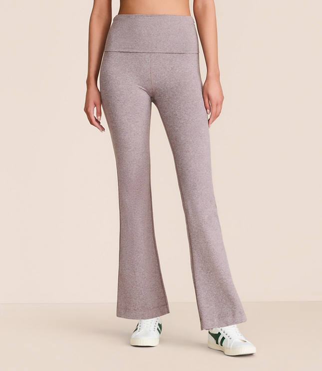 Petite Lou & Grey Heathered Brushedsoft Foldover Flare Pants