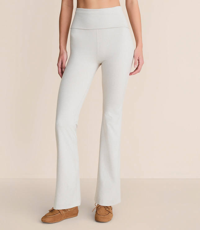 Petite Lou & Grey Heathered Brushedsoft Foldover Flare Pants