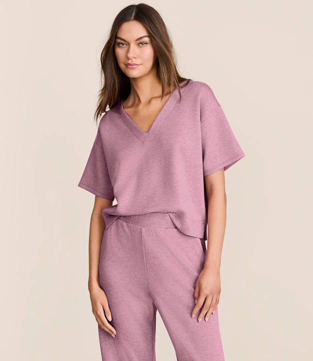 Petite Lou & Grey Heathered Scubasoft Dolman V-Neck Tee