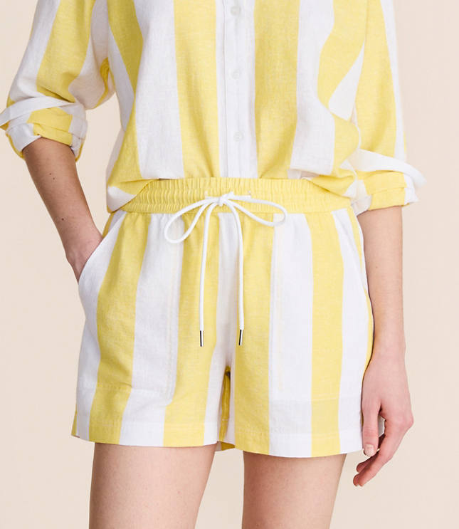 Petite Lou & Grey Striped Linen Cotton Shorts