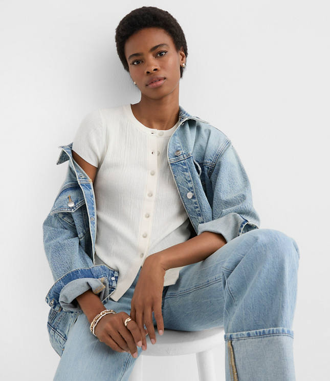 Textured Cap Sleeve Cardigan