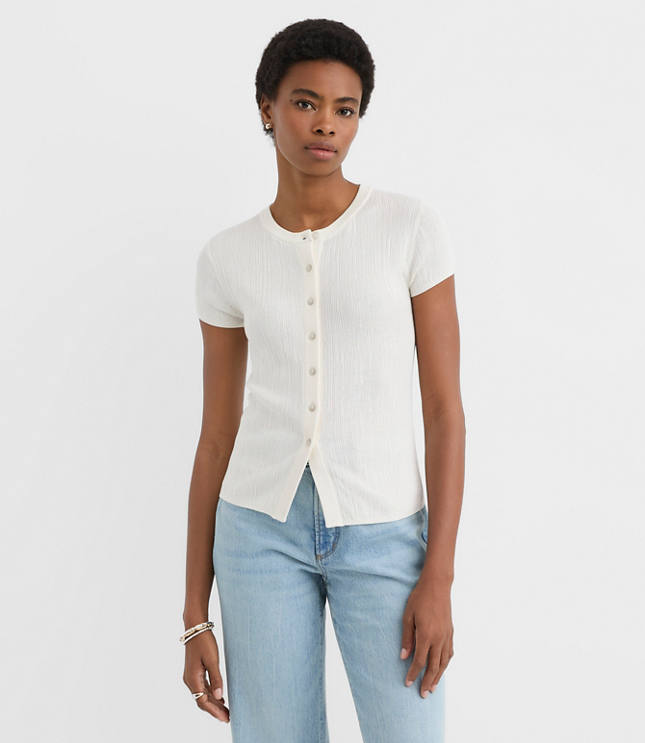 Textured Cap Sleeve Cardigan