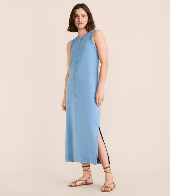Petite Lou & Grey Denim Washed Terrysoft Tank Midi Pocket Dress