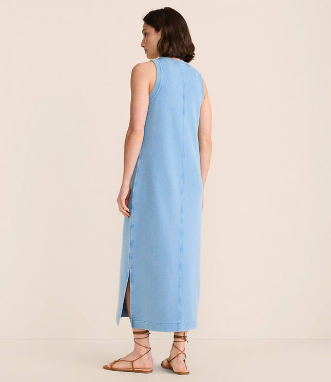 Petite Lou & Grey Denim Washed Terrysoft Tank Midi Pocket Dress