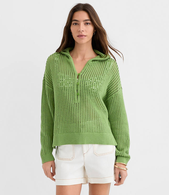 Petite LOFT Beach Mesh Stitch Hoodie