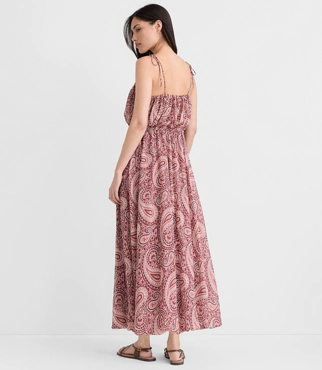 Paisley Tie Strap Bubble Maxi Dress