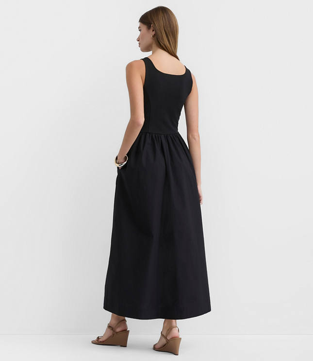 Tall Bustier Mixed Media Midi Pocket Dress