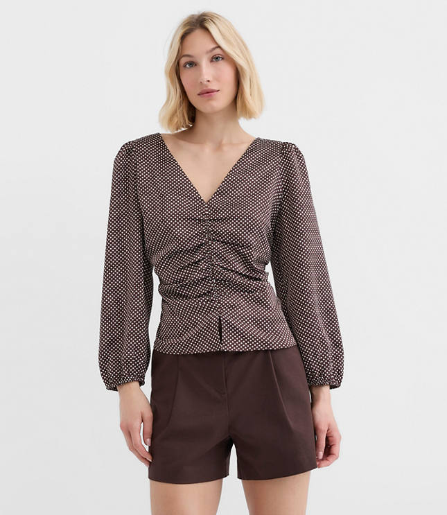 Pindot Ruched Blouse