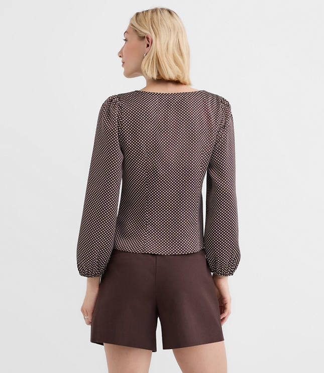 Pindot Ruched Blouse