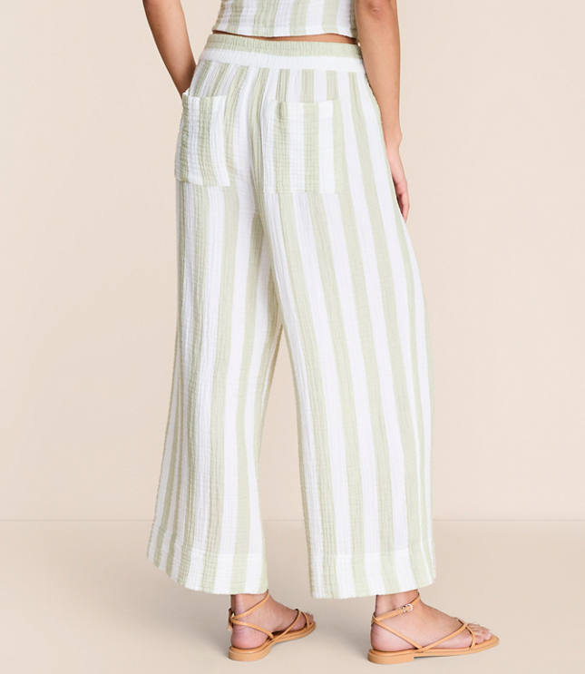 Lou & Grey Striped Triple Cloth Wide Leg Crop Pants