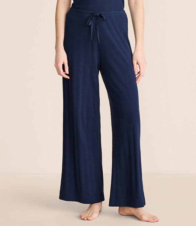 Lou & Grey Pointelle Striped Wide Leg Pajama Pants