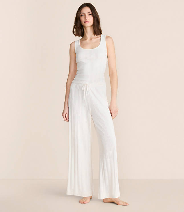 Lou & Grey Pointelle Striped Wide Leg Pajama Pants