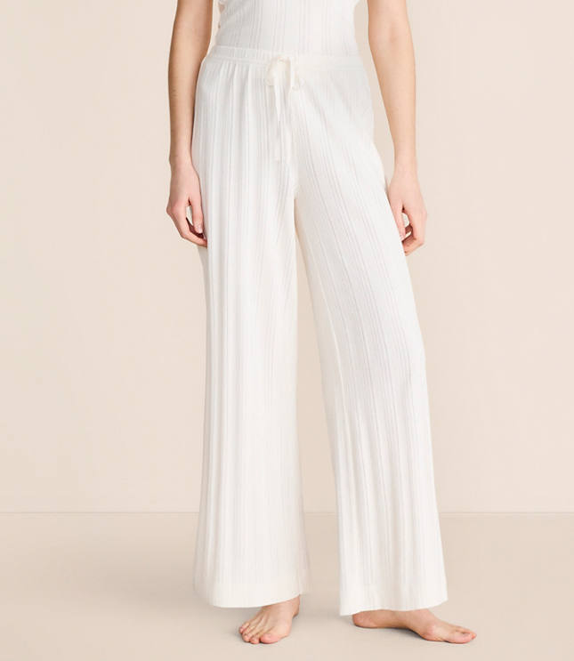 Lou & Grey Pointelle Striped Wide Leg Pajama Pants