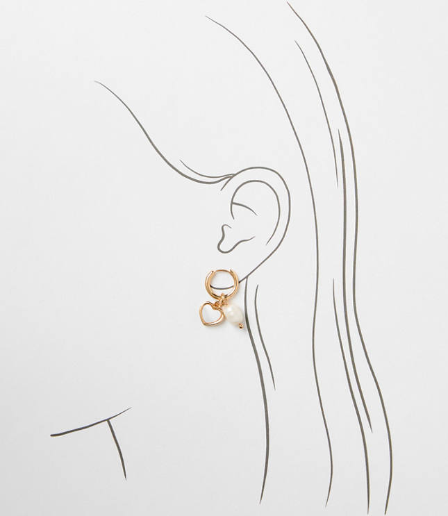 Pearlized Heart Cluster Hoop Earrings