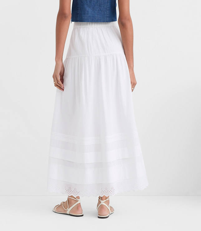 Scalloped Eyelet Pintucked Maxi Skirt carousel Product Image 3