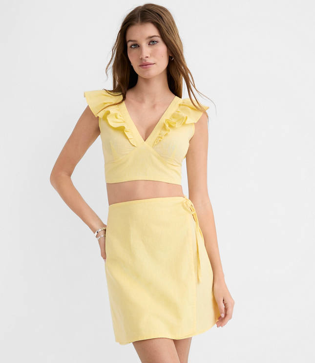 LOFT Beach Linen Cotton Mini Wrap Skirt
