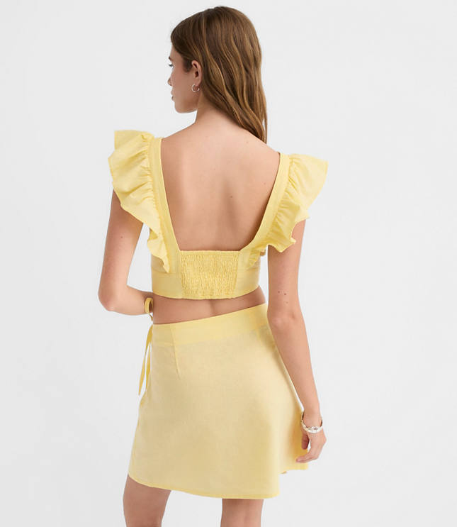 LOFT Beach Linen Cotton Mini Wrap Skirt