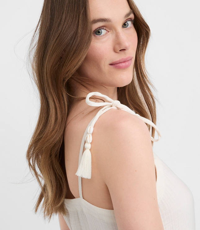 LOFT Beach Tie Strap Triple Cloth Mini Pocket Dress