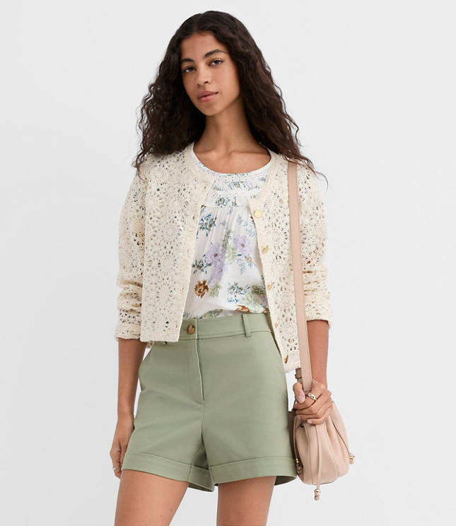 Cuffed Shorts in Doubleweave