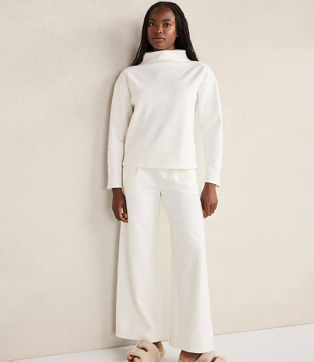 Haven Well Within Soft-Brushed Fleece Wide Leg Pants - Ivory