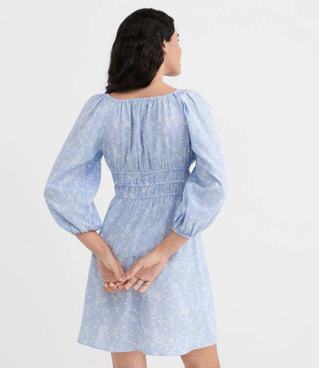 Bouquet Linen Cotton Smocked Mini Dress